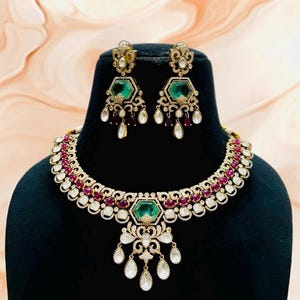 Premium Kundan AD Choker Set with Elegant Earrings ,Premium Quality AD jewellery, Kundan Choker Set , Bridal jewellery set