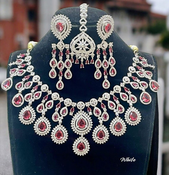 Exquisite American Diamond Necklace Set With Matching Earrings and