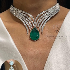 American Diamond Pendant Set: Elegant AD Jewelry with Matching Earrings