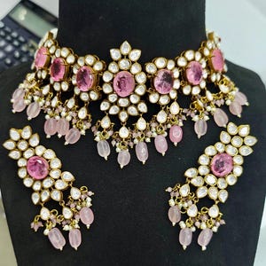 Kundan AD Choker Necklace Set: Traditional Indian Bridal Jewelry
