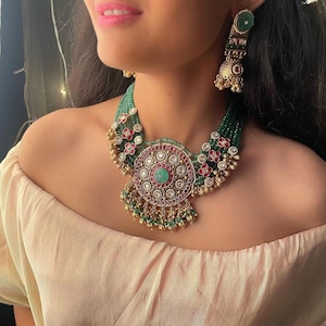 Premium Kundan Necklace Set with Earrings – Traditional Ethnic Jewelry for Special Occasions