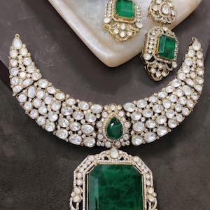 Kundan Polki Choker Set: Doublet Stone Indian Bridal Jewelry