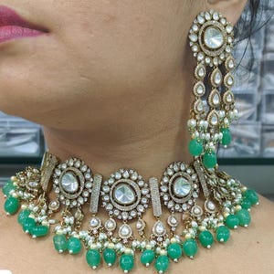 Exquisite Premium Quality Kundan Necklace Set with Earrings - Elegant Traditional Jewelry, Indian jewelry , Bridal choker set