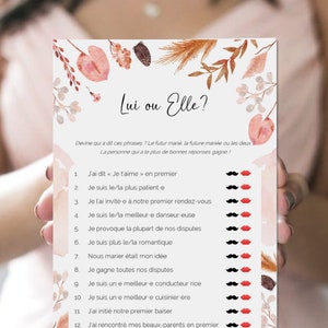 Jeu d'enterrement de vie de jeune fille à imprimer, Jeu EVJF en français, à télécharger. Animations et Activités EVJF, Lui ou Elle