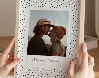 Cadre photo personnalisé | Affiche photo couple personnalisé | Cadeau couple photo | Affiche motifs pois | Cadre personnalisé original