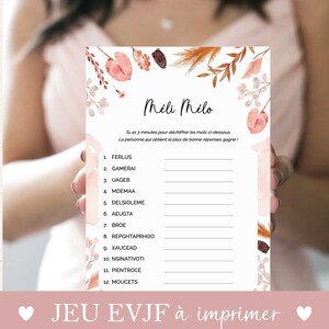 Jeu d'enterrement de vie de jeune fille à imprimer - Jeu EVJF en français, à télécharger. Animations et Activités EVJF - Méli mélo