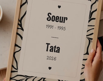 Affiche Cadeau Tata - Affiche personnalisée idéal annonce grossesse tata - Cadeau super tata