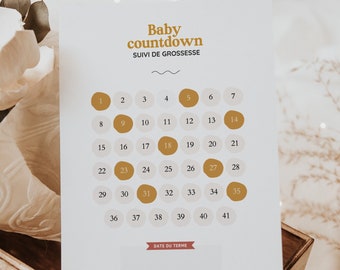 Décompte de grossesse, baby countdown - Fiche pour faire le décompte de l'arrivée de bébé - À imprimer chez soi