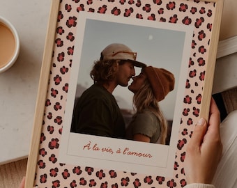 Affiche photo couple personnalisé léopard | Cadre photo personnalisé | Cadeau couple photo | Affiche graou | Poster personnalisé original