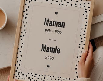 Affiche Cadeau mamie, Cadeau grand-mère - Affiche personnalisée idéale fête des grands-mères ou annonce grossesse mamie - Poster Super mamie