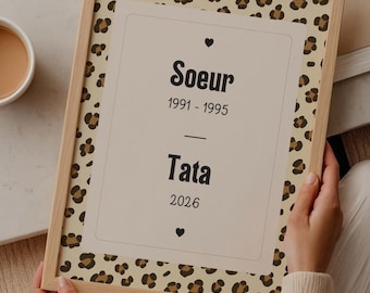 Affiche Cadeau Tata - Affiche personnalisée idéal annonce grossesse tata - Cadeau super tata