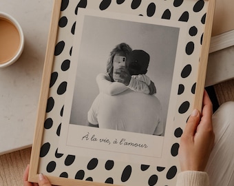 Cadre photo personnalisé | Affiche photo couple personnalisé | Cadeau couple photo | Affiche motifs pois | Cadre personnalisé original
