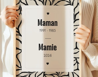 Affiche Cadeau mamie, Cadeau grand-mère - Affiche personnalisée idéale fête des grands-mères ou annonce grossesse mamie - Poster Super mamie