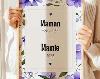 Affiche Cadeau mamie, Cadeau grand-mère - Affiche personnalisée idéale fête des grands-mères ou annonce grossesse mamie - Poster Super mamie