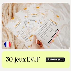 30 Jeux EVJF en français, Enterrement de vie de jeune fille, jeux mariage, Cartes de jeu à télécharger