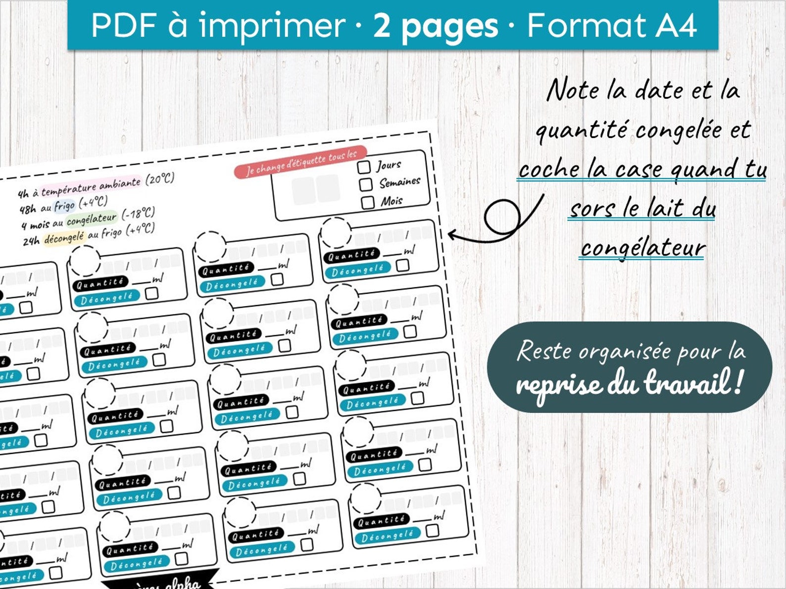 Allaitement : suivi et conservation du lait Fiches | Etsy