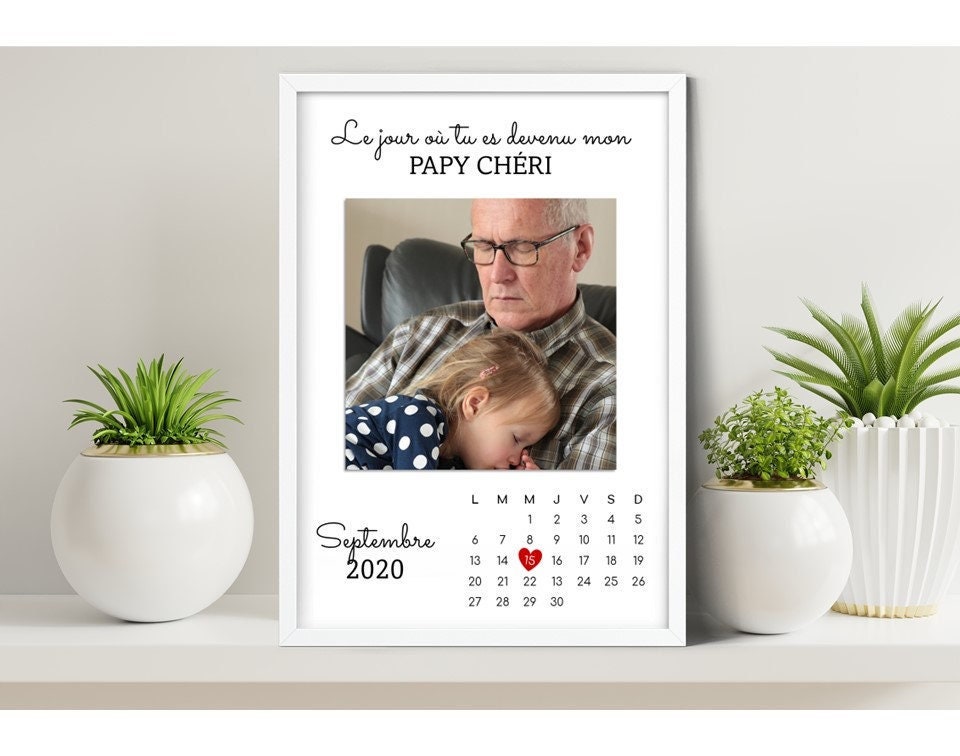 Cadeau Fête Des Grands Pères. Affiche Papy Personnalisée avec Photo et Date de Naissance. Poster Per