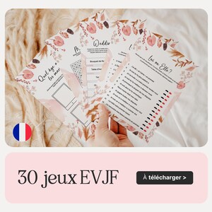 Pack 30 Jeux EVJF à imprimer – Enterrement de vie de jeune fille en français PDF – Activités fun à télécharger