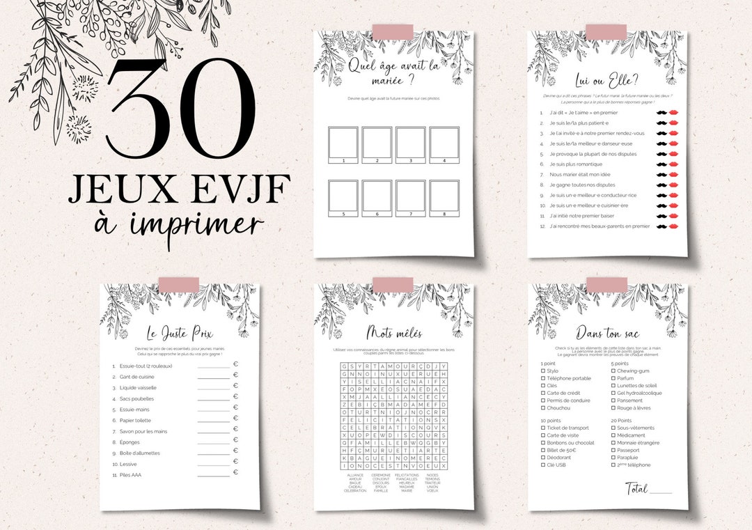 30 Jeux d'enterrement de vie de jeune fille à télécharger Jeux EVJF en