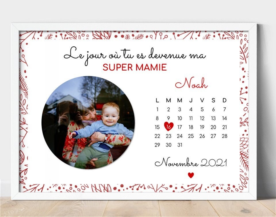 Cadeau Fête Des Grands Mères. Affiche Mamie Personnalisée avec Photo et Date de Naissance. Poster Pe
