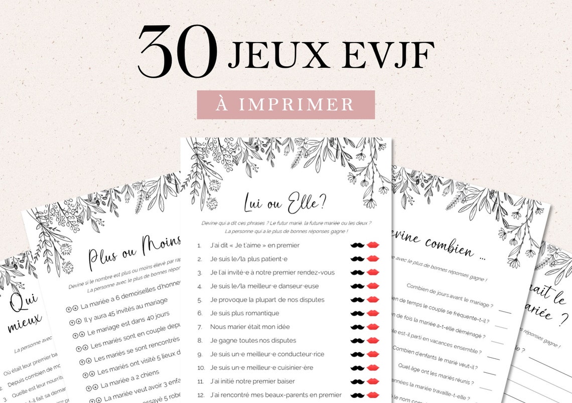 30 Jeux d'enterrement de vie de jeune fille à télécharger - Etsy France