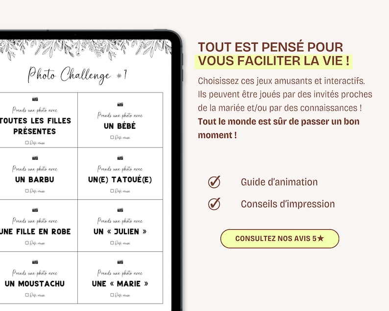 40 Gages, challenge et défis d'enterrement de vie de jeune fille à télécharger Gages EVJF en français, à imprimer Défis pour la mariée image 6