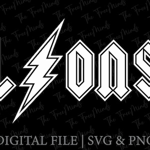 Rocker Font Lions Svg Cricut Svg Files Digital Downloads - Acdc Font Instant Download Lions Png Files - Team Spirit Svg Cut File