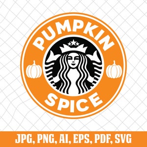 Pumpkin Spice Logo Svg, Pumpkin, Starbucks Svg, Fall Svg, Png, Cut File, Thanksgiving, Printable, Cricut, Digital Download Svg, Basic Svg