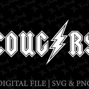 Sofortiger Download ACDC Schriftart Cougars SVG-Dateien für Cricut - Rocker Schriftart Cougars Png-Dateien Digitaler Download - Cougar SVG Digitale Designs