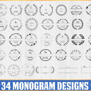 Family Name SVG, Family Last Name Svg, Digital Printing, Farmhouse Wreath Svg, Family svg, Monogram svg, Leaves hand drawn Svg, Svg Cut File