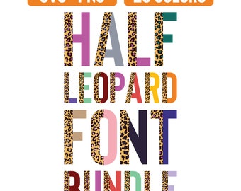 HALF LEOPARD LETTERTYPE Svg, Kleur Abc Svg, Twintig Kleuren Wild Alfabet Svg, Digitale Cricutsvg Gesneden Bestand, Dierenprint Kleurrijke Svg