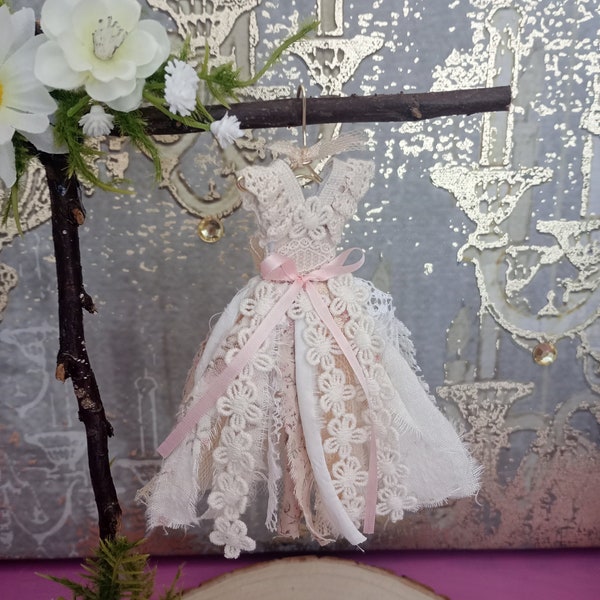 Handmade miniature shabby chic dress