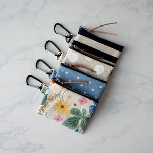 Mini Zipper Pouch, Change Purse, Credit Card Pouch Keychain, Dog Treat Bag attachable to leash, Pacifier Soother Bag