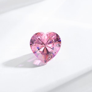 Pink Heart Shape Loose Cubic Zirconia, Synthetic Gem, Jewelry Making Supply, Gift Ideas, Gift for her (2pcs, 11pcs)