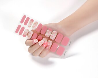 Semi-Cured UV Gel Nail Wraps: Floral Nail Art Stickers (20pcs)
