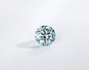 Round Brilliant Cut Light Blue Loose Moissanite, 2 Carat/3 Carat VVS1 3EX, Blue Moissanite for Jewelry Making, Gift for Her