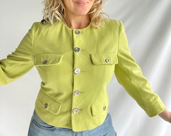 Vintage 90s blazer | Size M/L | Wool/Cashmere | LimeGreen