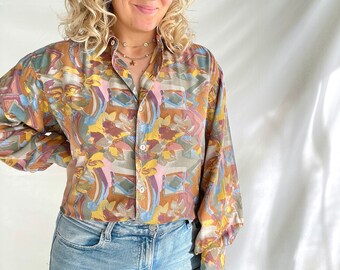 Vintage 80s Blouse | Size XL | Viscose