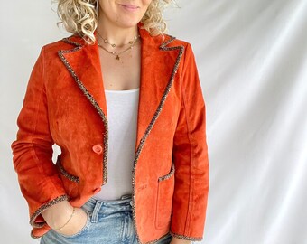 Vintage 90's Blazer | Size M/L | Suede | Orange | By Betty Barclay