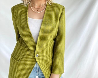 Vintage 80er Jahre Blazer | Größe L | Wolle | Piede-de-Poule