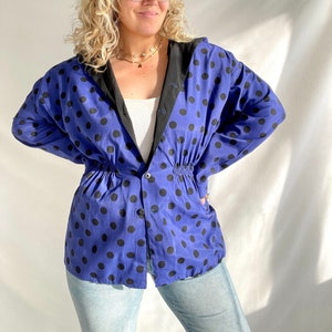 Cárdigan vintage de los años 80 | Talla M | Viscosa/Poliéster | Azul y Negro | Sudadera