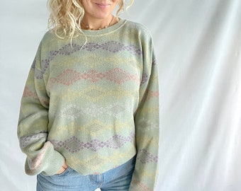 vintage 80's Sweater | Taille L/XL | Coton/Acrylique | Ajustement décontracté