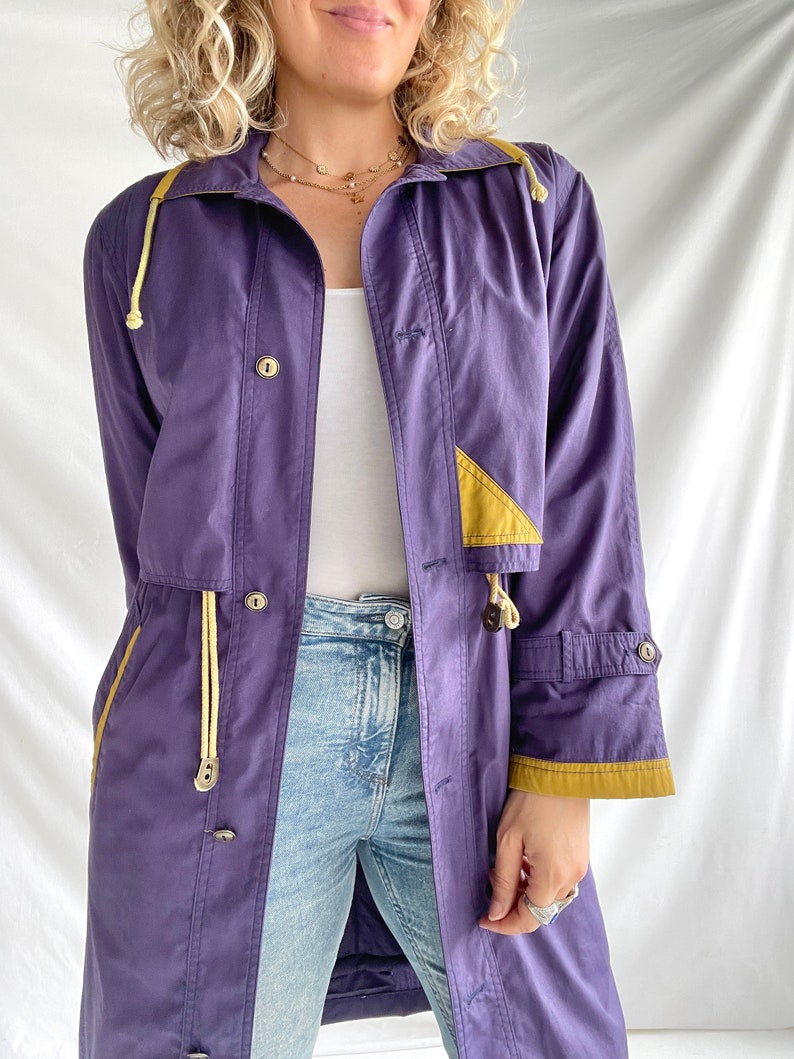 Vintage 80's Parka Size M Polyester Purple with Yellow details image 4
