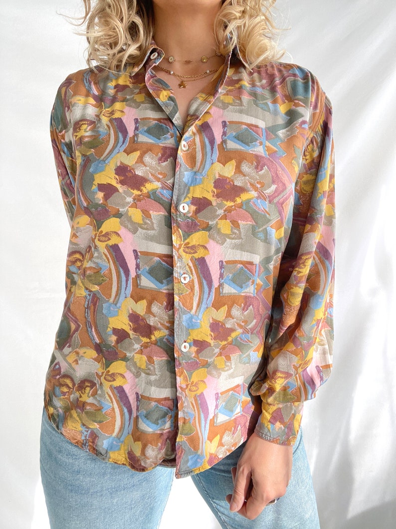 Vintage 80s Blouse Size XL Viscose image 6