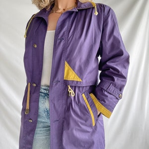 Vintage 80's Parka Size M Polyester Purple with Yellow details image 5