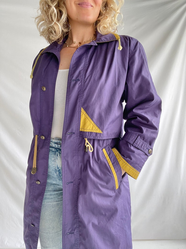 Vintage 80's Parka Size M Polyester Purple with Yellow details image 5