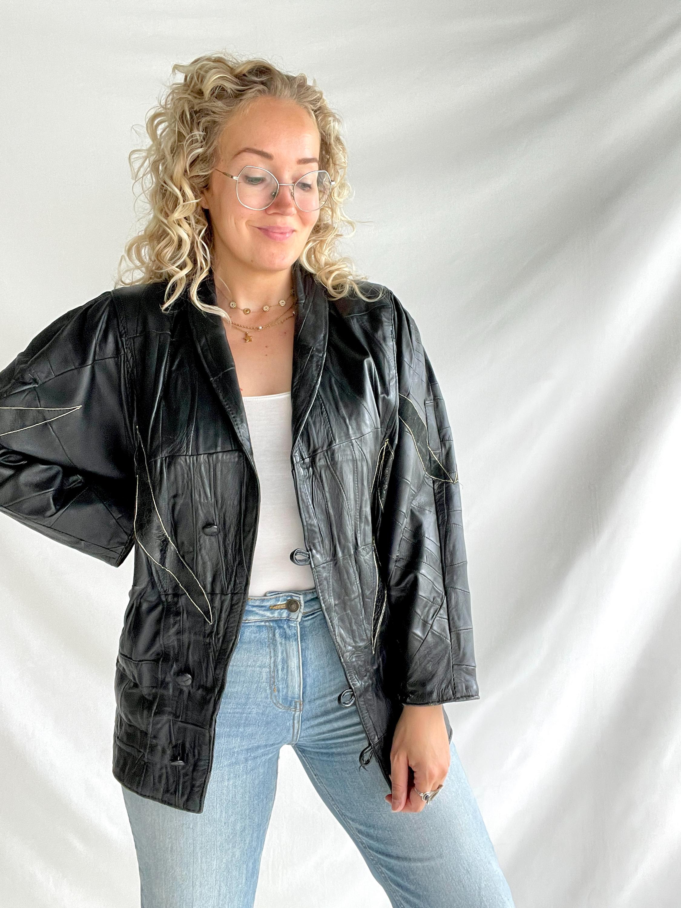 Vintage 80s Jacket | Size M | Leather | Black | Statement Vintage 80s Jacket | Size M | Leather | Black | Statement