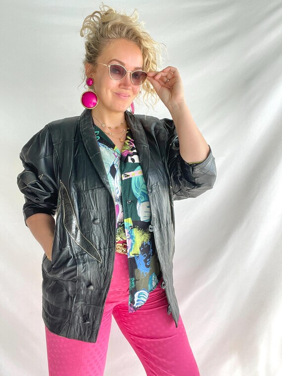 Vintage 80s Jacket | Size M | Leather | Black | Statement Vintage 80s Jacket | Size M | Leather | Black | Statement