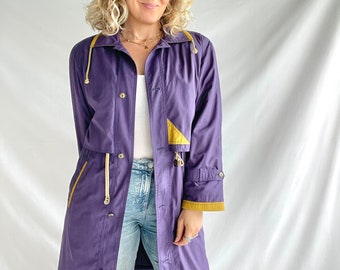 Parka vintage des années 80 | Taille M | Polyester | Violet avec détails jaunes