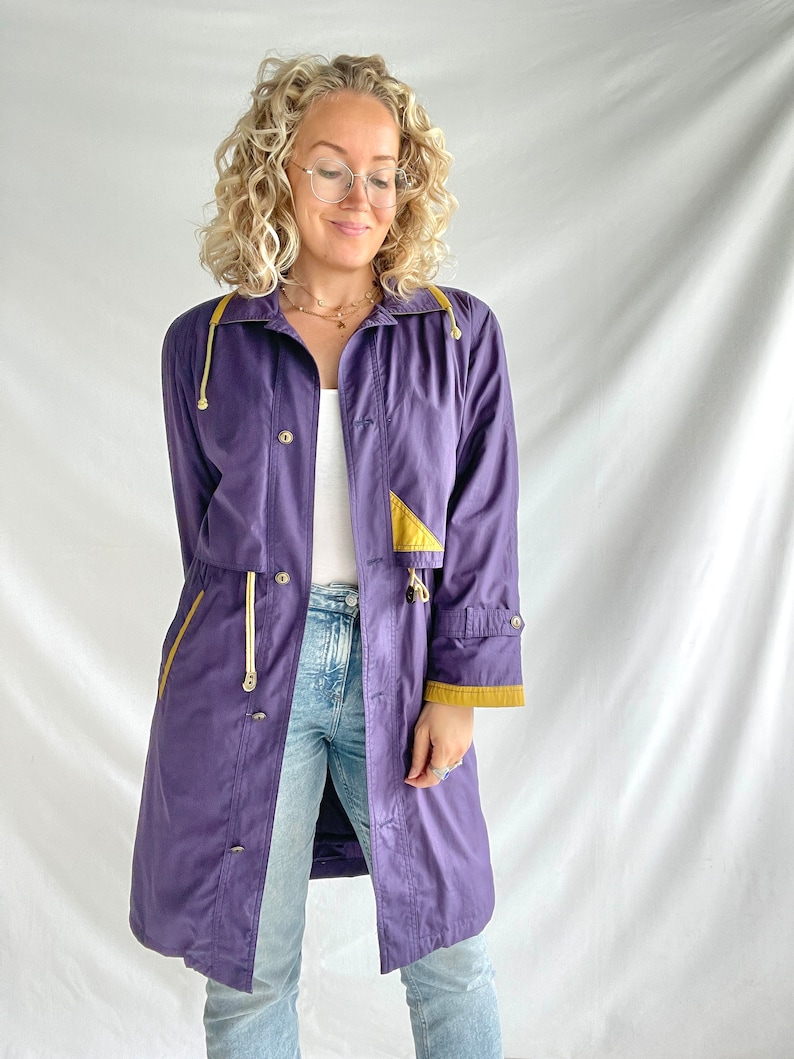 Vintage 80's Parka Size M Polyester Purple with Yellow details image 1